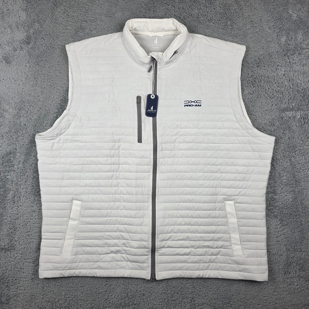 Johnnie O Crosswind Vest Mens XXL White Quilted Full Zip Performance Logo NWT